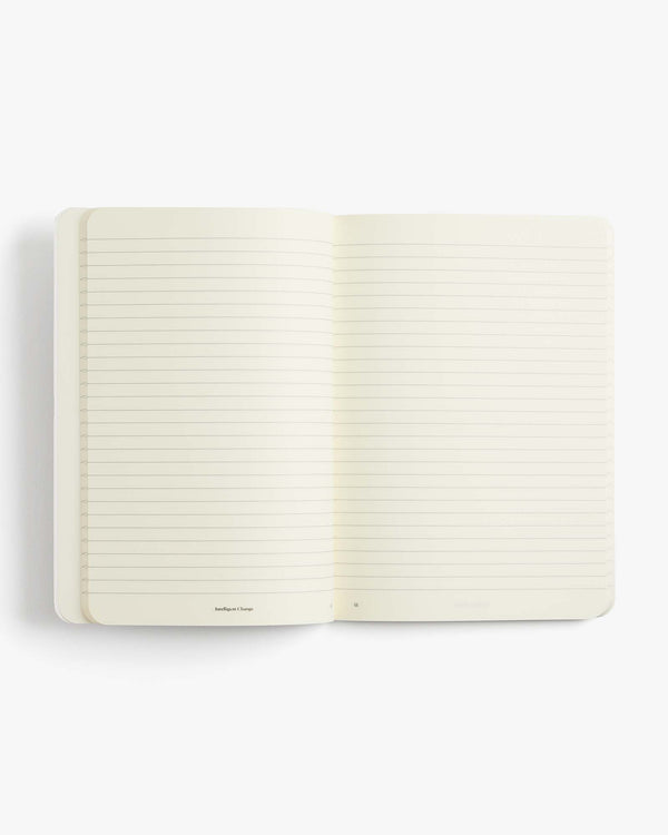 Essential notebook by Intelligent Change created with bespoke paper and made in Germany, Lined long-form journaling notebook with dated pages.