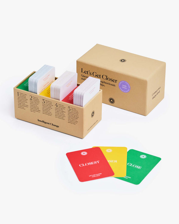 Connect with your friends, family, partner, team members, and dinner guests with all five editions of Let’s Get Closer conversation card games. Discover new meaningful ways to connect and get closer. Spark fun, engaging, and deep conversations and strengthen your relationships.
