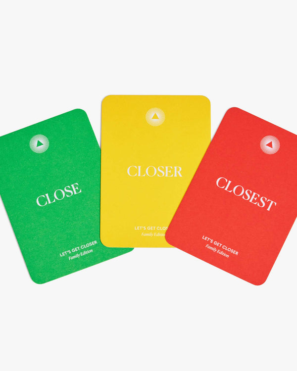 Let's get closer conversation cards based on positive psychology for Family members. Questions that strengthen bonds and build relationships. Three level conversation cards.Let's get closer conversation cards based on positive psychology for Family members. Questions that strengthen bonds and build relationships. Three level conversation cards.