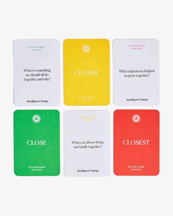 Connect with your friends, family, partner, team members, and dinner guests with all five editions of Let’s Get Closer conversation card games. Discover new meaningful ways to connect and get closer. Spark fun, engaging, and deep conversations and strengthen your relationships.