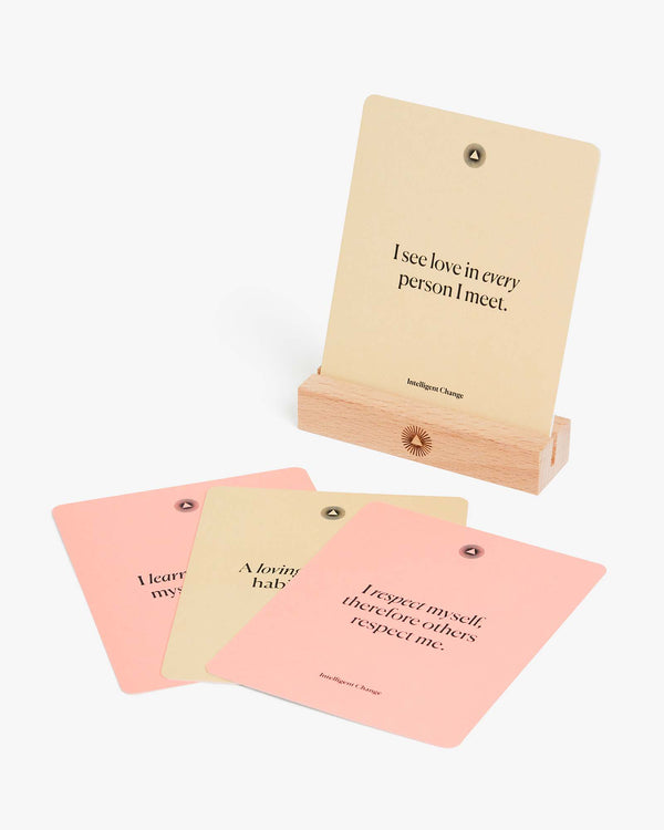 Mindful Affirmations for Love and Relationships by Intelligent Change. Based on positive psychology. 52 weekly affirmation cards to boost love and self-love.