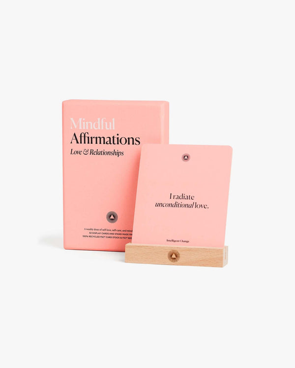 Mindful Affirmations for Love and Relationships by Intelligent Change. Based on positive psychology. 52 weekly affirmation cards to boost love and self-love.