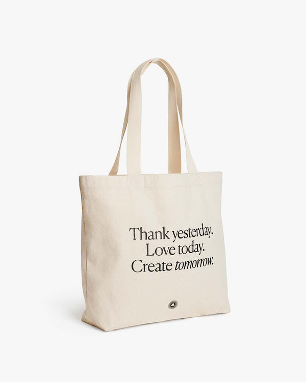 100% organic organic tote bag heavyweight intelligent change sustainable premium totes - thank yesterday love today create tomorrow