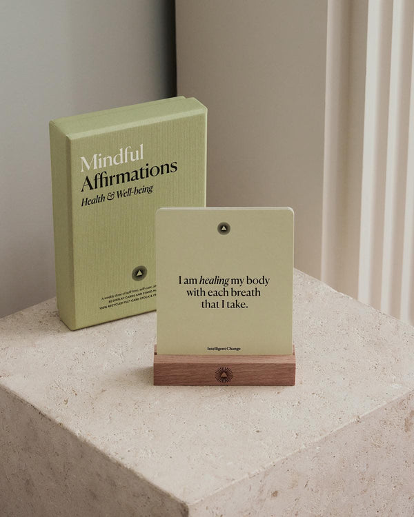 Mindful Affirmations for Health and well-being by Intelligent Change. Based on positive psychology. 52 weekly affirmation cards to boost love and self-love.