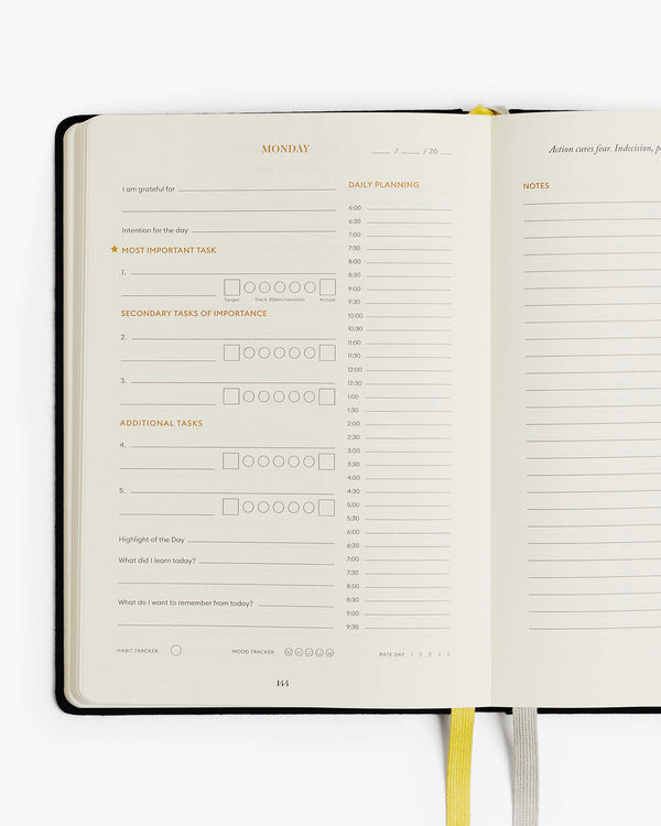 Productivity Planner Guided Structure Daily Planner to increase productivity stop procrastination and get more done in less time. Productivity journal.